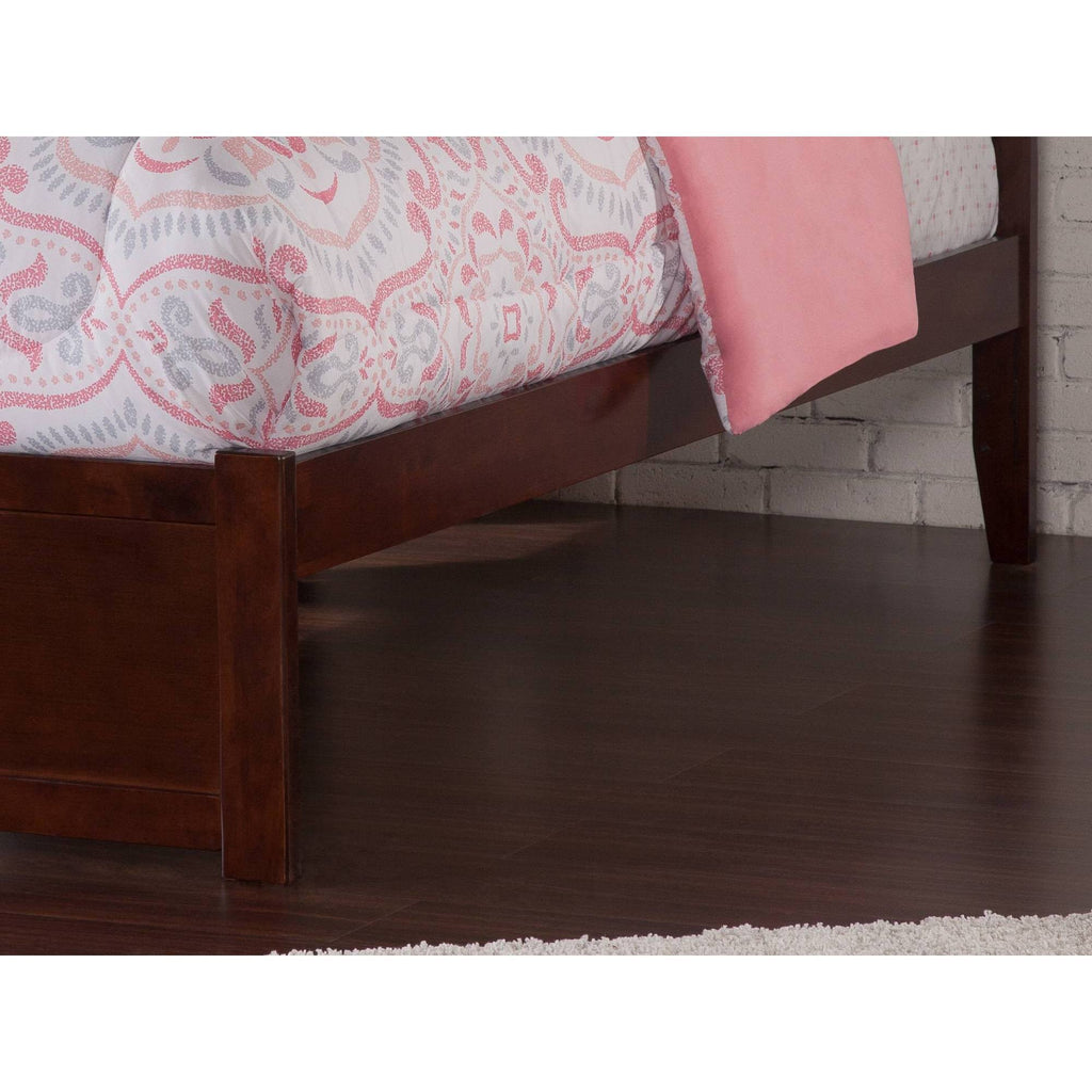 Twin Flat Panel Foot Board with 2 Bed Drawers Antique Walnut P267