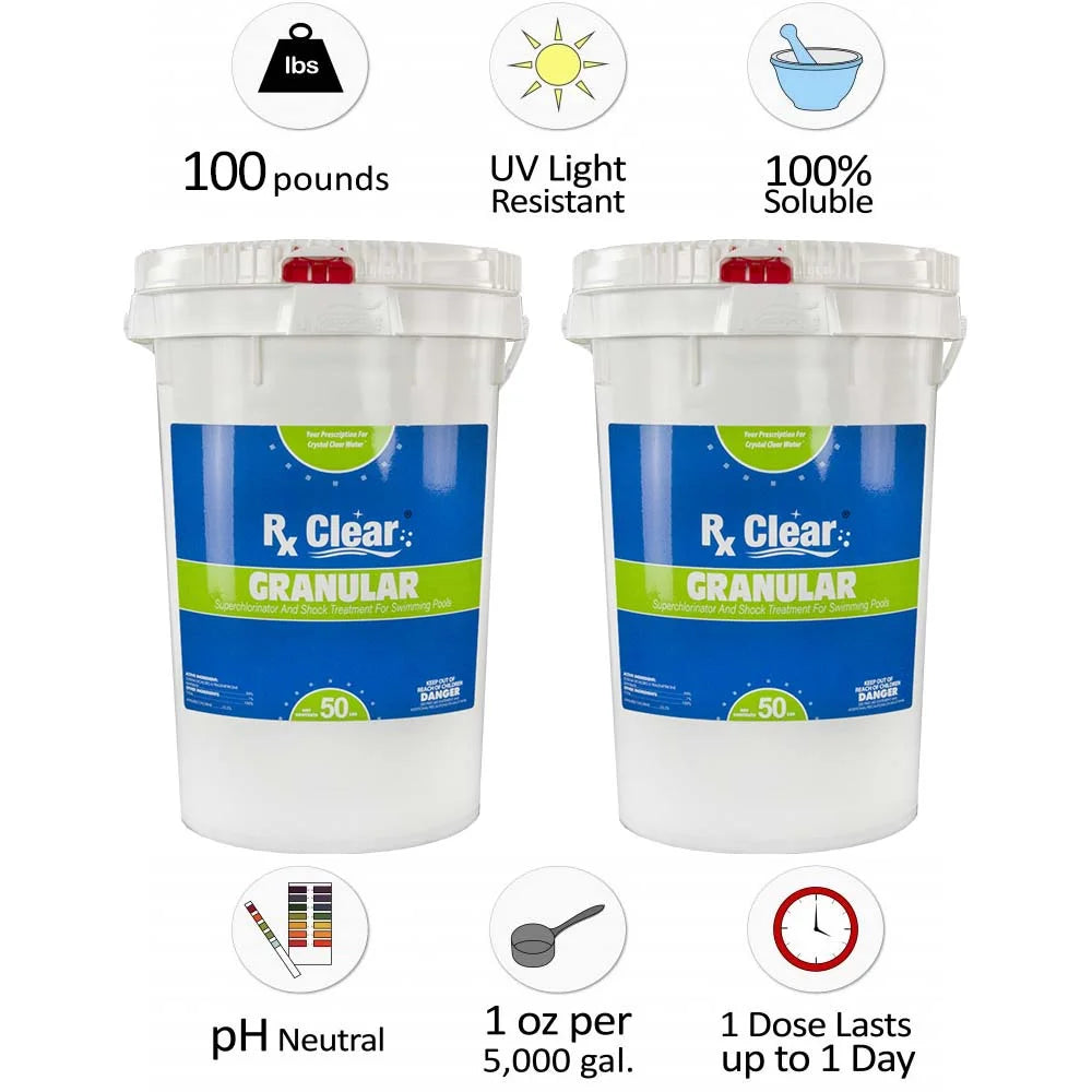 Granular Swimming Pool Chlorine 100 lbs Bucket P1842