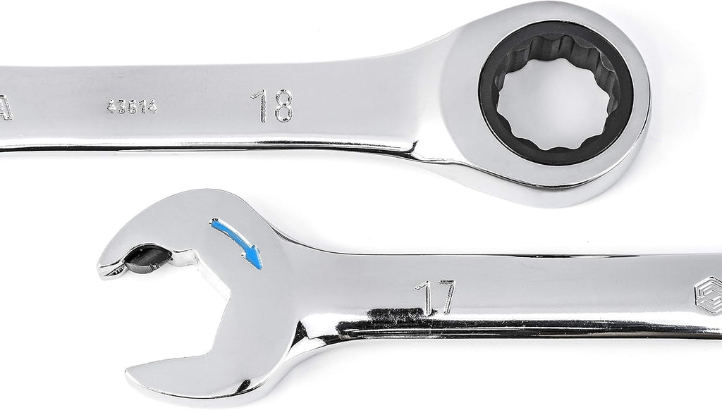 8-Piece Double Ratcheting Wrench Set, 12 Point Metric W921410