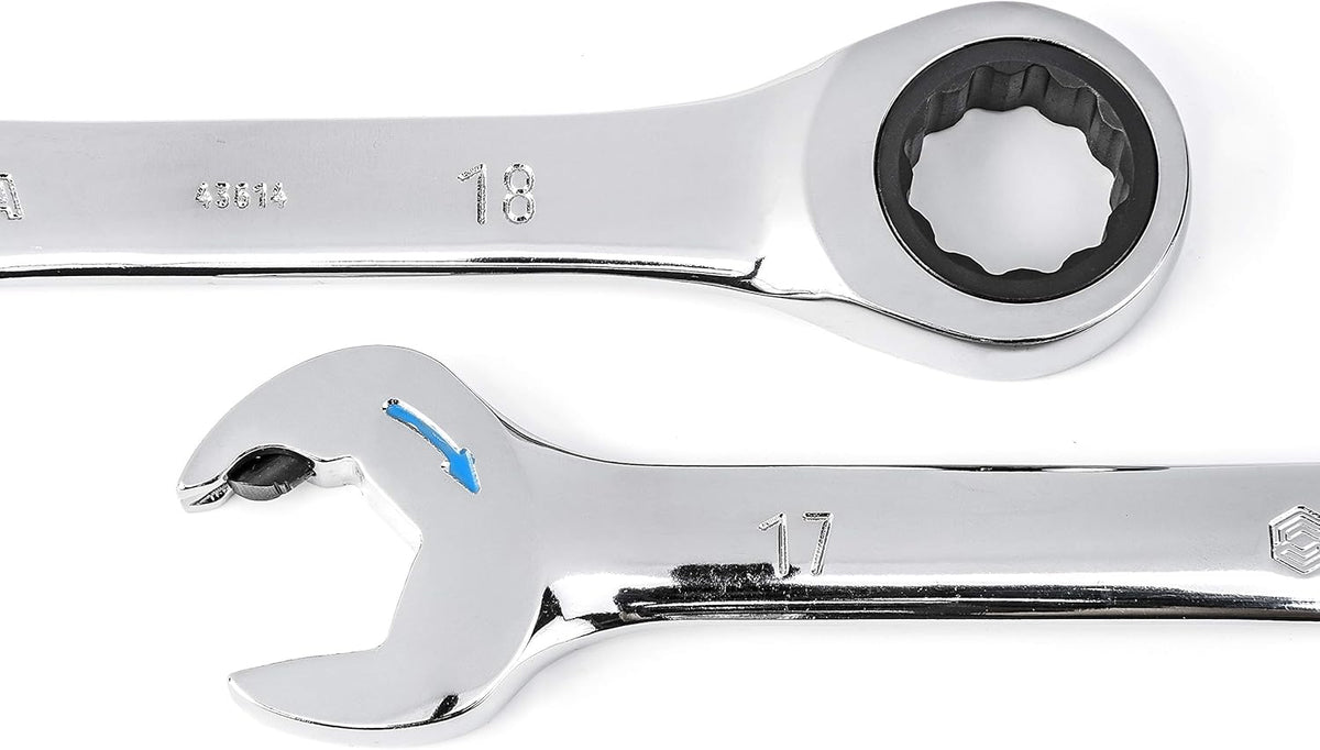 8-Piece Double Ratcheting Wrench Set, 12 Point Metric W921410