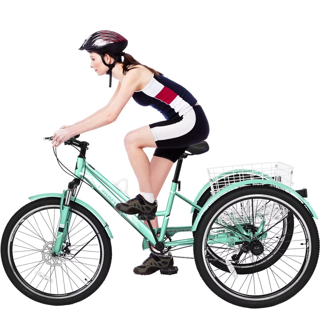24/26/27.5 Inch 7 Speed Adult Mountain Tricycle with Large Basket X219