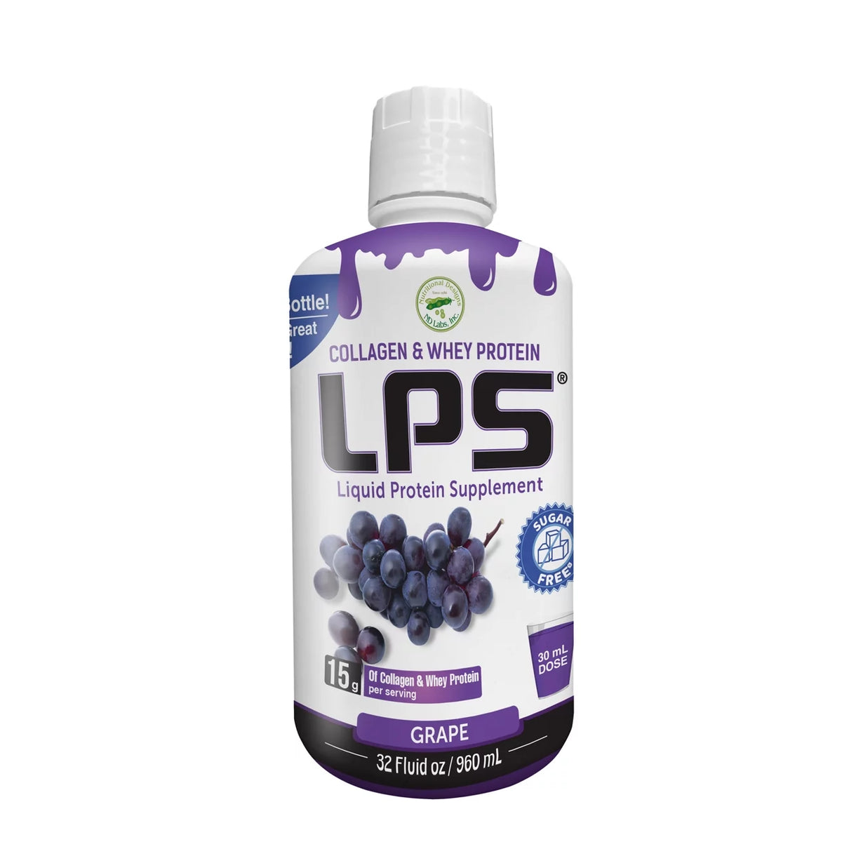 Sugar-Free Collagen & Whey Liquid Protein Supplement, Grape Flavor J111980