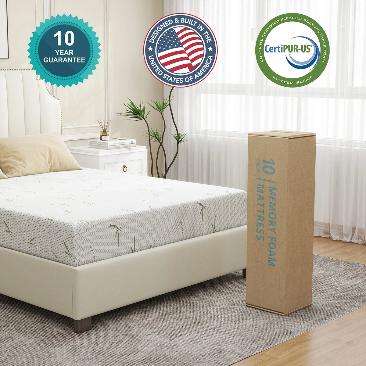 Twin Size Memory Foam Mattress with Cover F828725