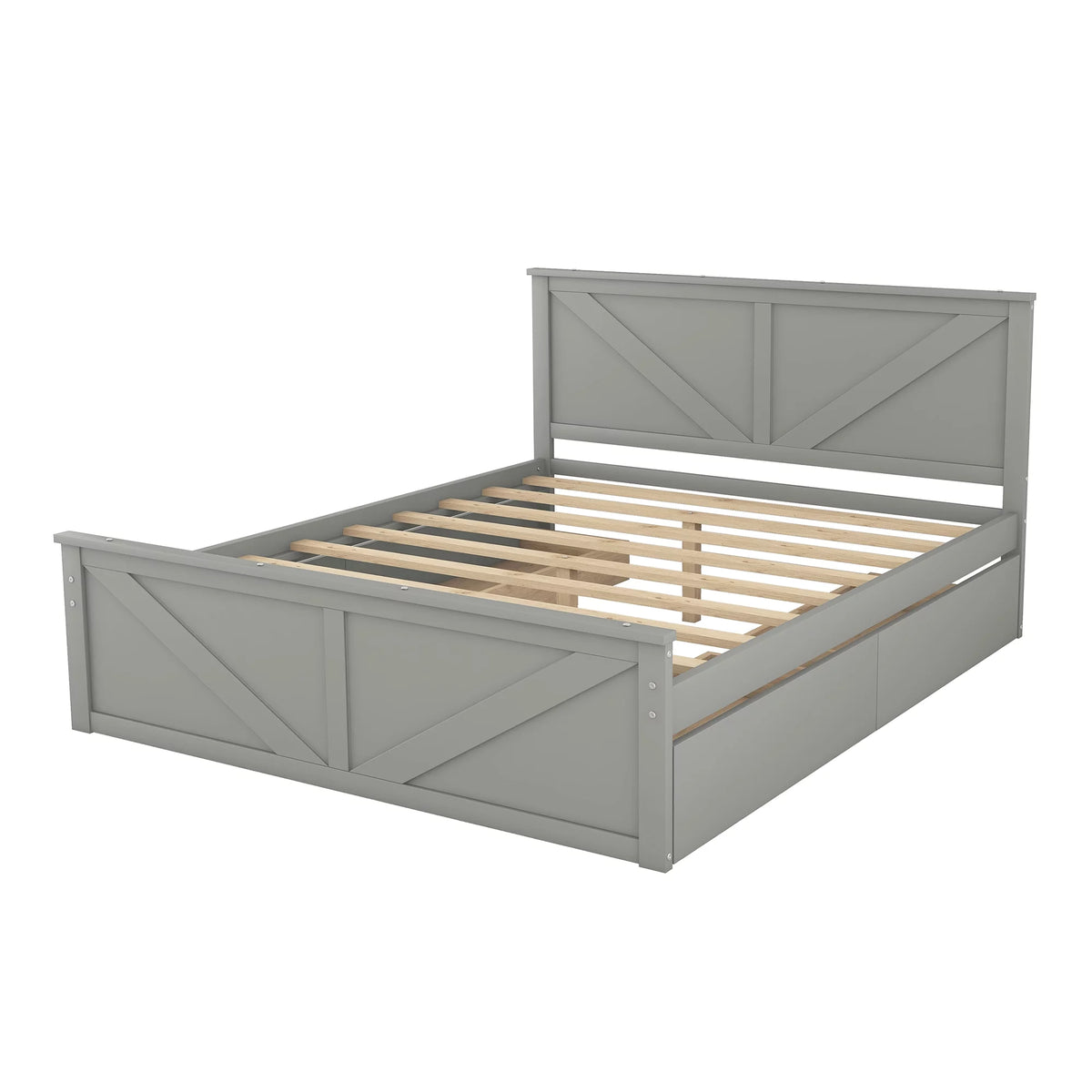 Wood Queen Bed Frame with 4 Storage Drawers V7890