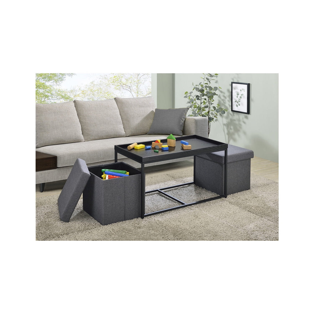 3 Piece Wood Grain Coffee Table Set X315862