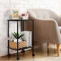 Black 2-Tier End Table Set of 2 with Wheels Z49349