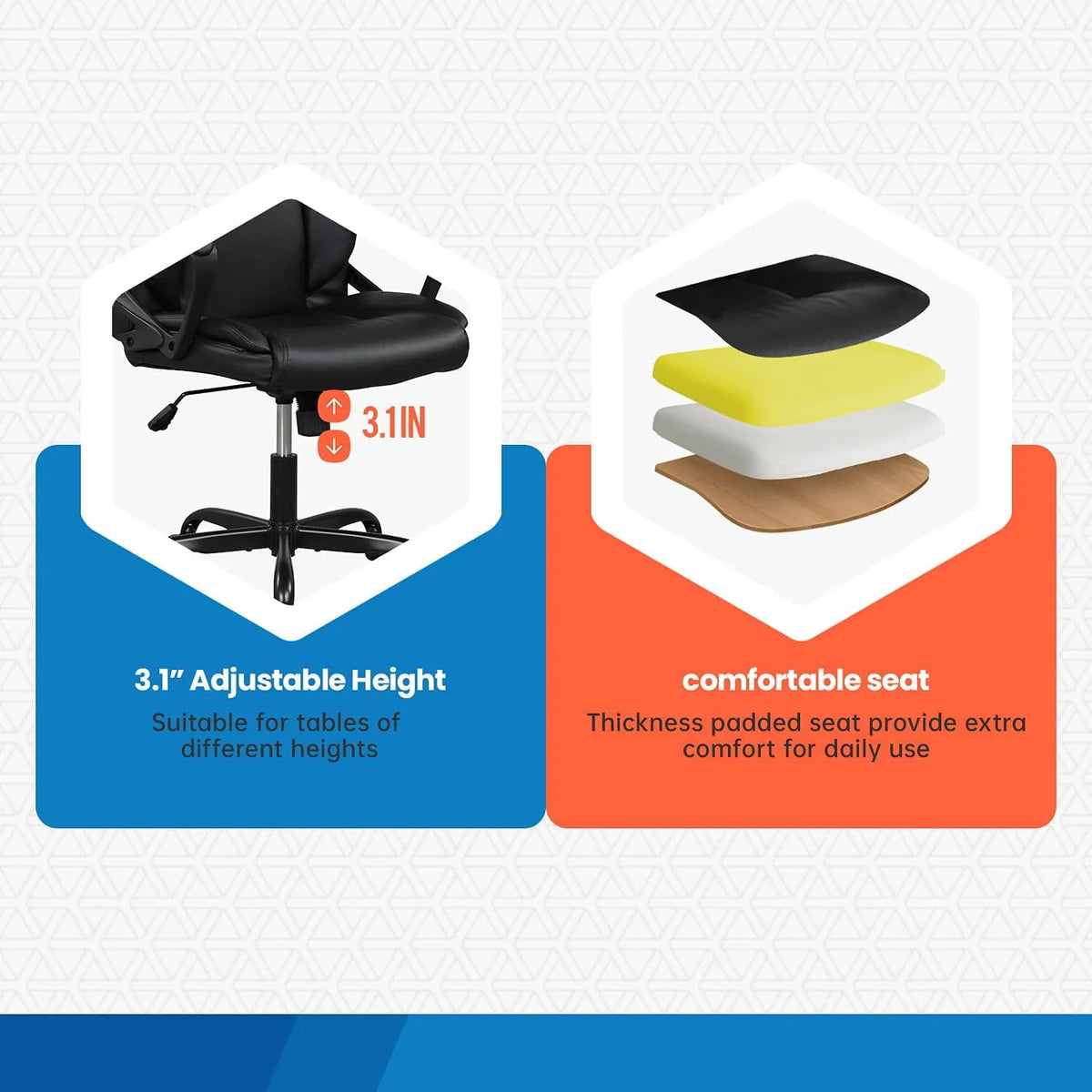 Black Ergonomic PU Leather Office Chair with Lumbar Support Q250683