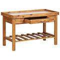 Garden Work Bench with Zinc Top Solid Acacia Wood R675048
