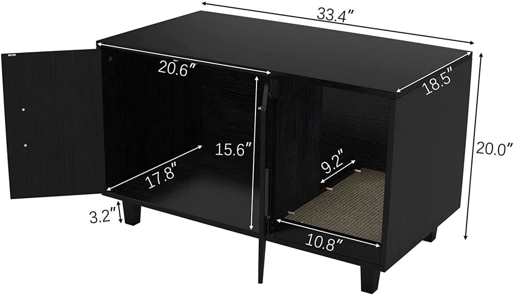 Cat Litter Box Enclosure Table Nightstand with Scratch Pad D792471