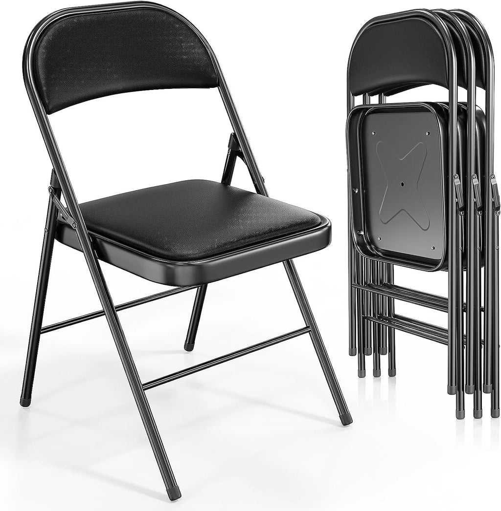 Black Set of 10 Folding Chairs O772
