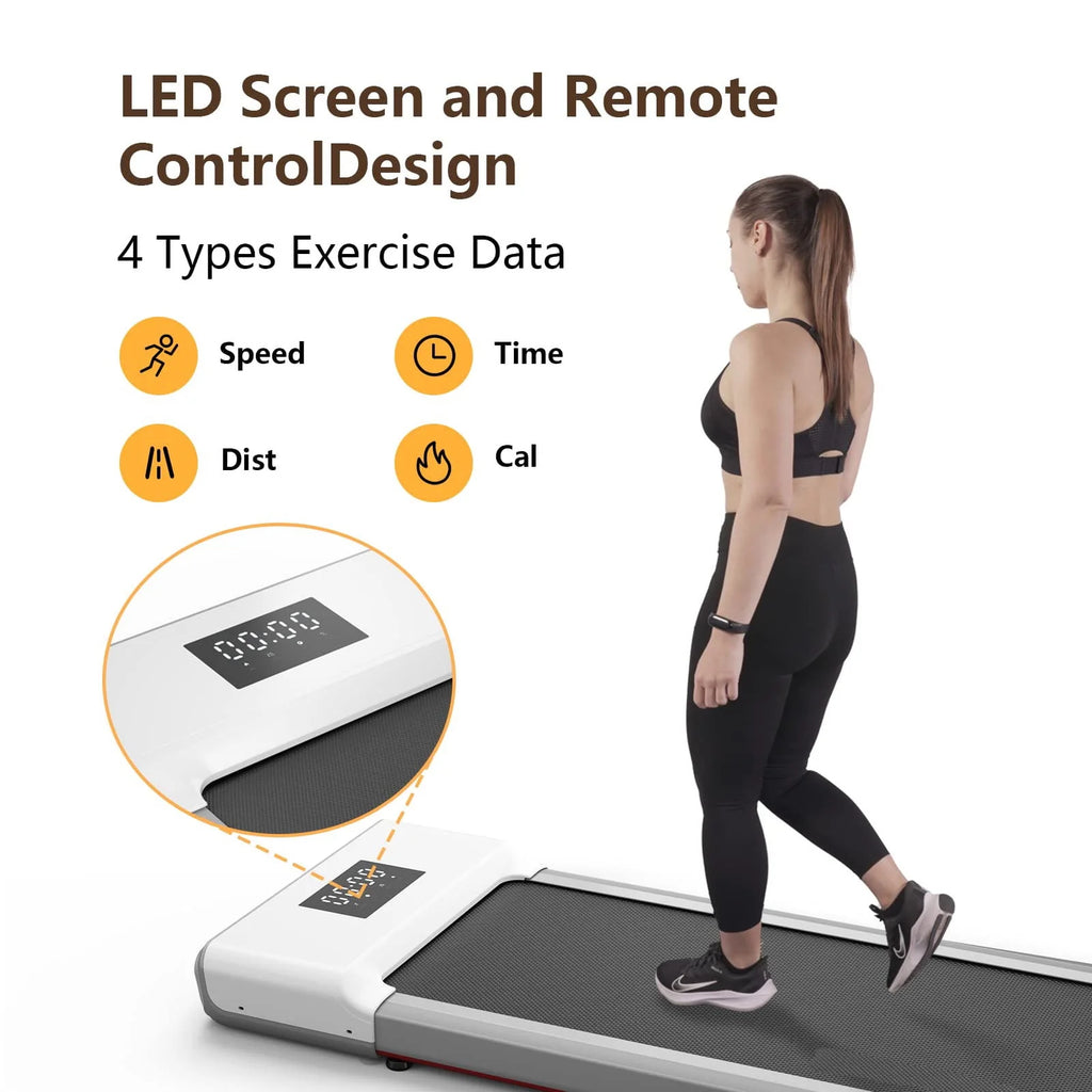 Walking Pad Treadmill 2 in 1 with Remote Control LED Display White T3279