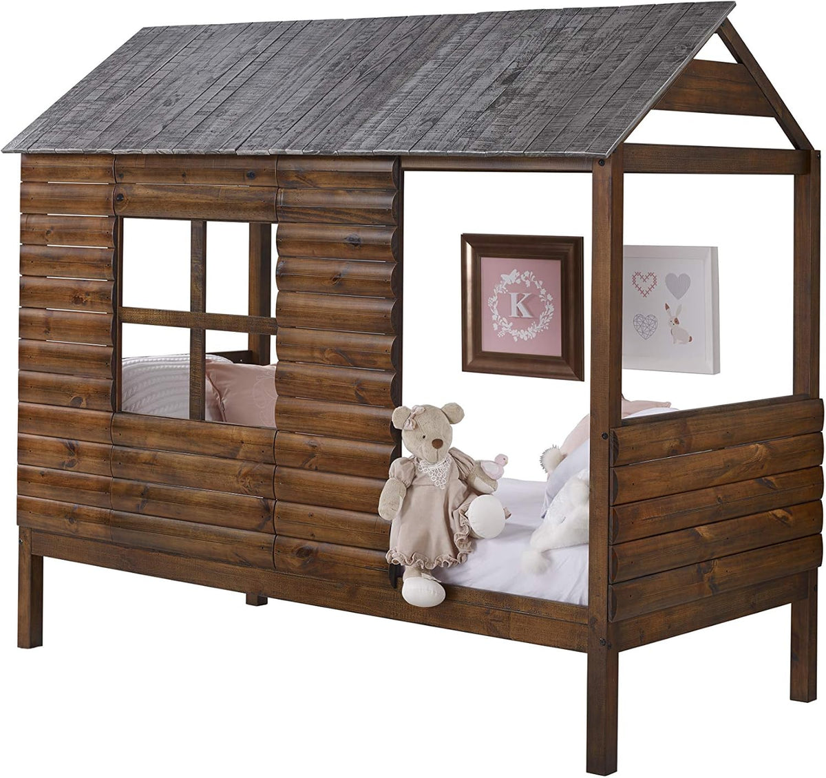 Rustic Walnut Twin Log Cabin Loft L432938