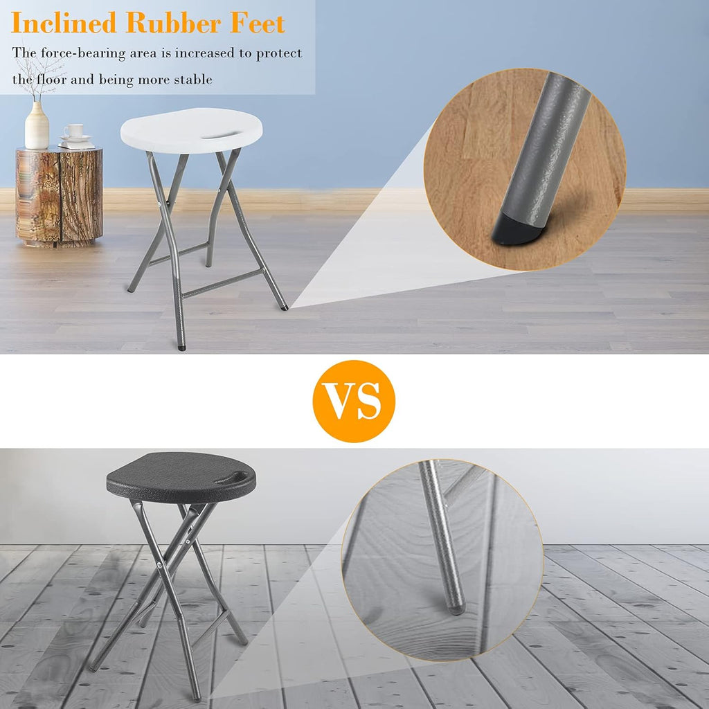 White 18 inch Set of 4 Folding Stool with Handle A1201