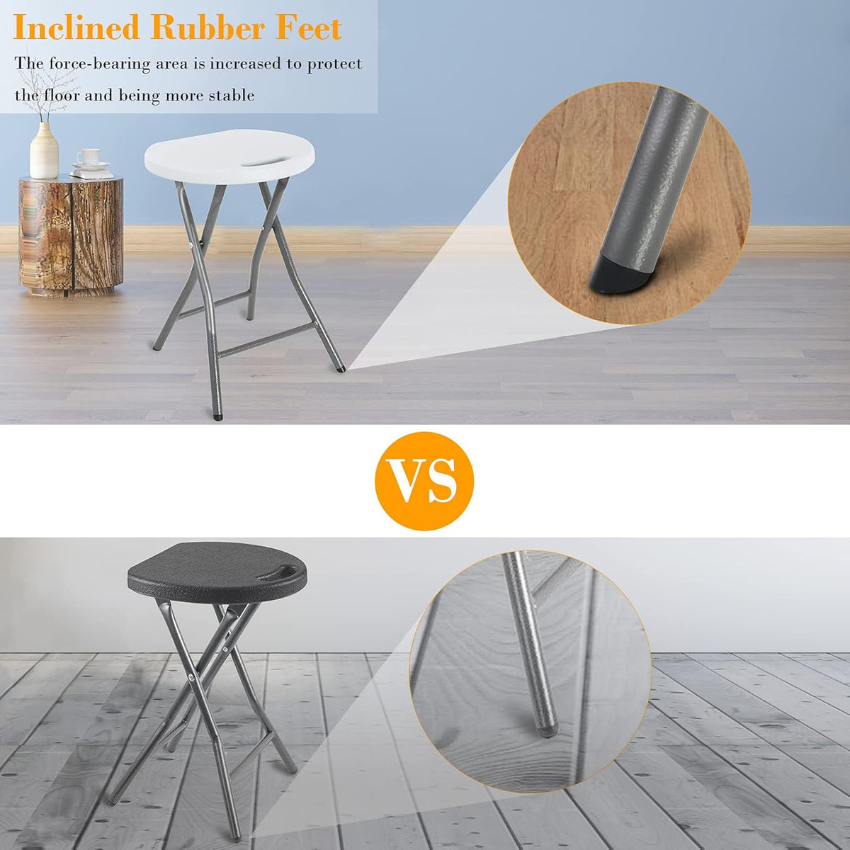 White 18 inch Set of 4 Folding Stool with Handle A1201