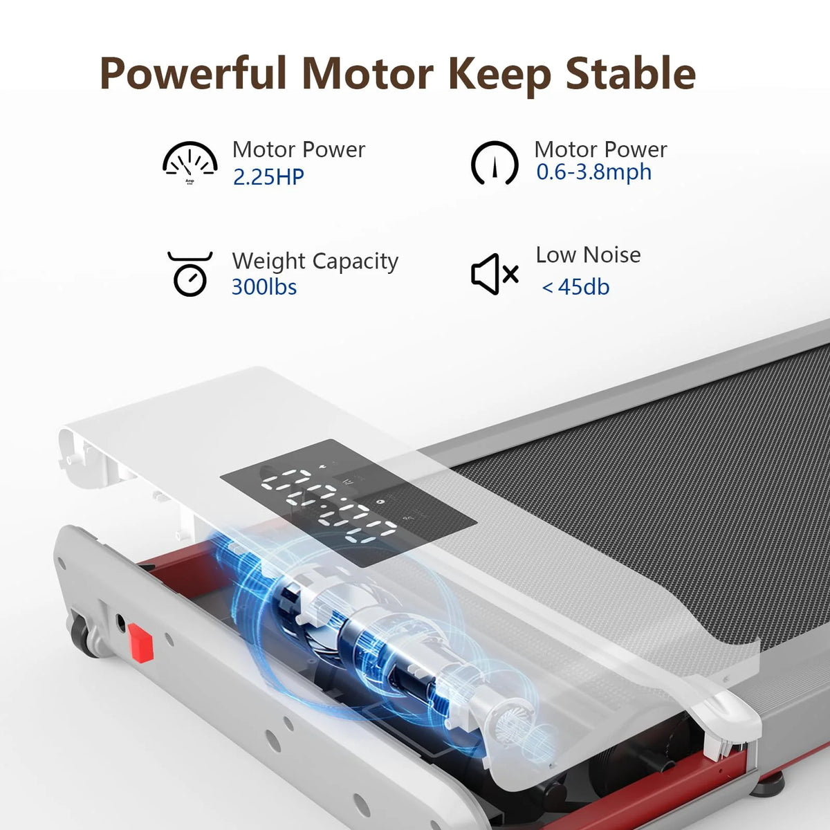 Walking Pad Treadmill 2 in 1 with Remote Control LED Display White T3279