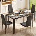 5-Piece Rectangular Kitchen Dining Table Set for 4 Black J72328
