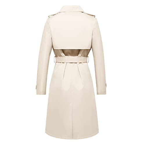 Women's Long Double Breasted Water Resistant Trench Coat with Belt J2915