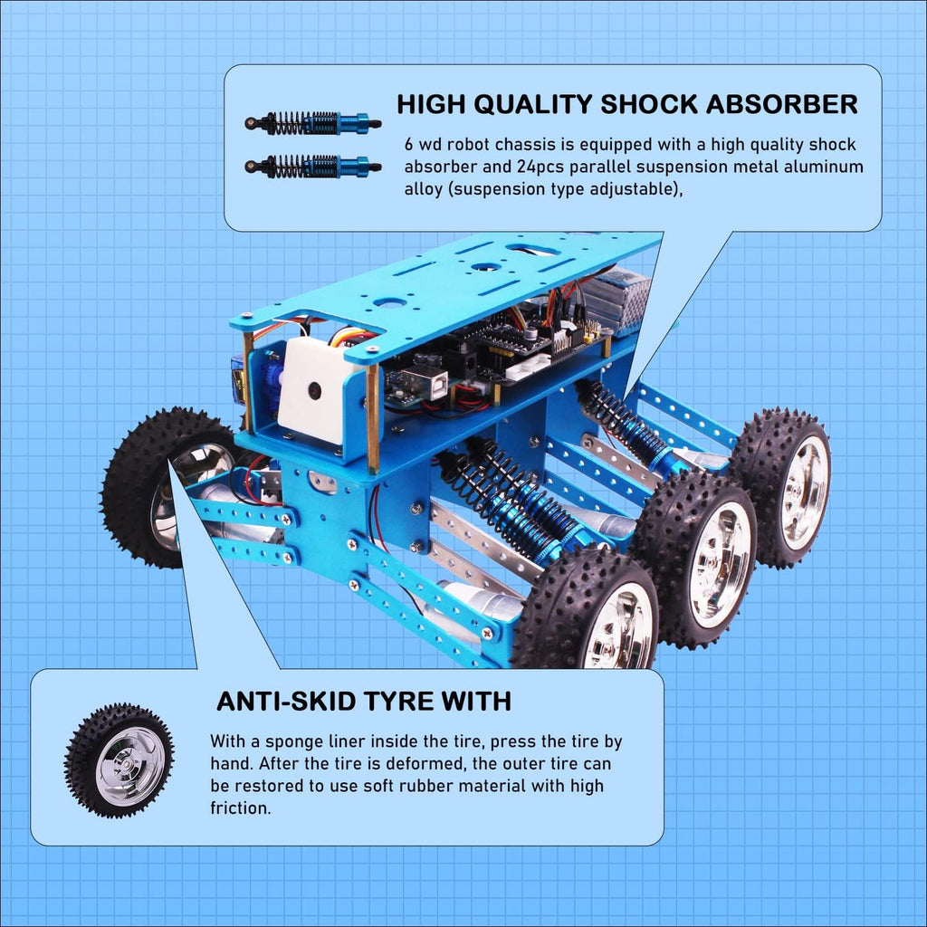 6WD Robot Kit with Camera DIY Programmable RC Car P259