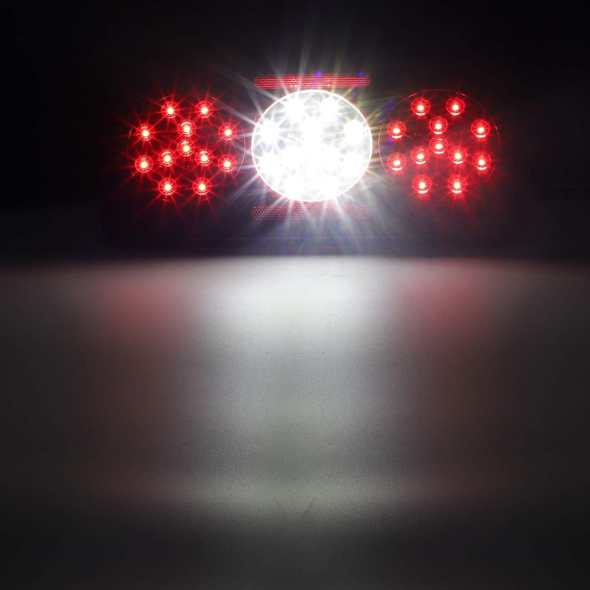 2Pcs Rectangle LED Trailer RV Tail Lights Red and White W644