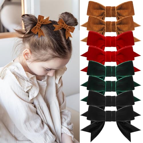 8 Pcs Velvet Hair Bows with Alligator Clips M40386