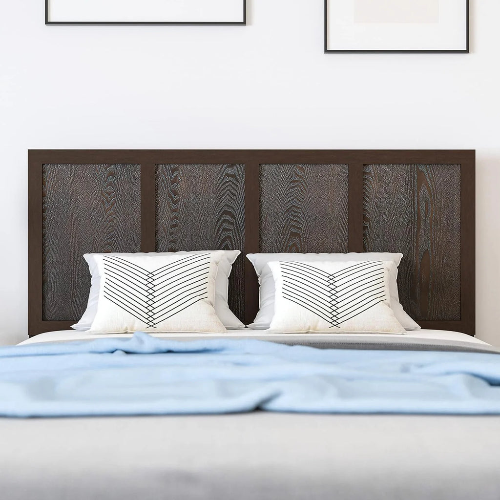 Queen Size Dark Brown Wooden Adjustable Headboard Q13284