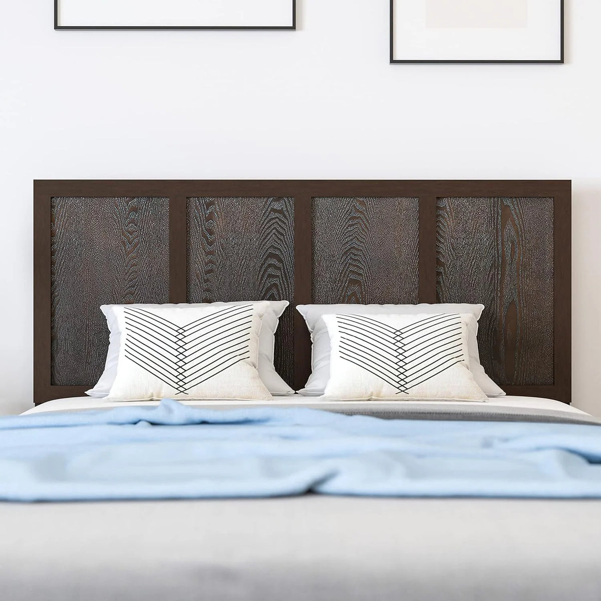 Queen Size Dark Brown Wooden Adjustable Headboard Q13284