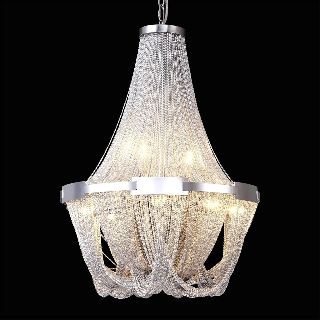 Silver 8-Light Aluminum Chandelier Y44634