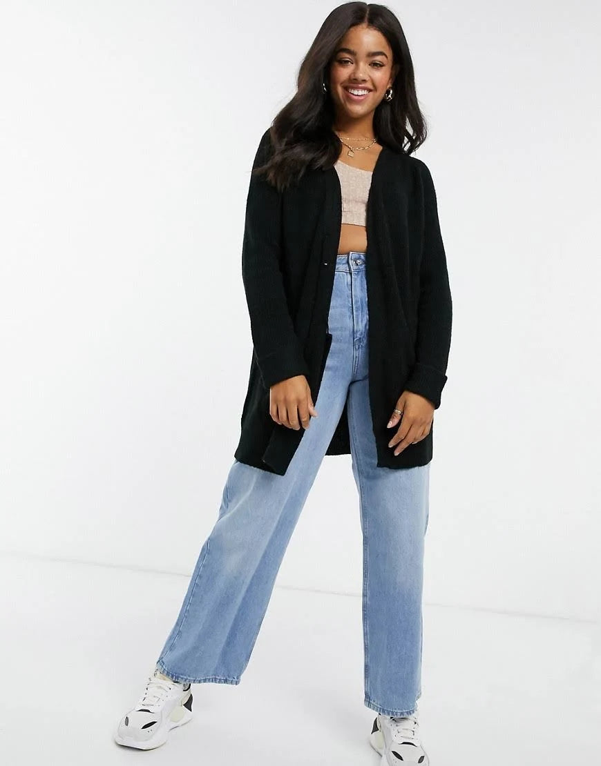 Longline Cardigan in Black K8930