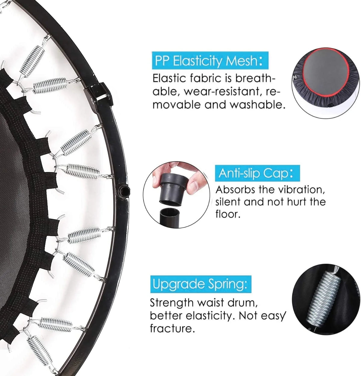 40 Foldable Mini Trampoline with Handrail J940213