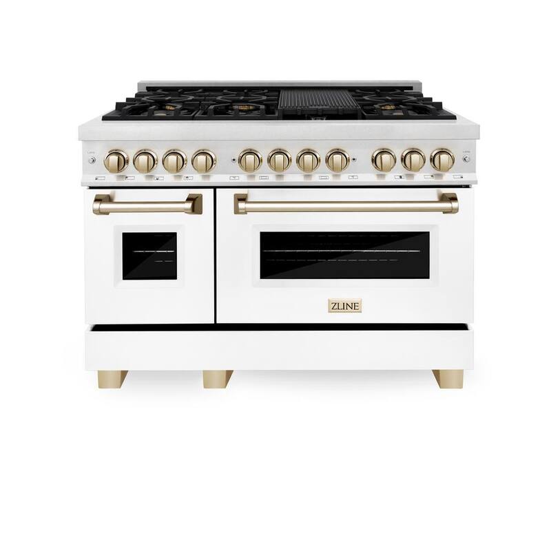 48 in. 7 Burner Dual Fuel Range in Stainless, White Matte and Polished Gold I822656