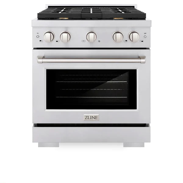30 Gas Range with Convection Oven and 4 Brass Burners in Stainless Steel D3265