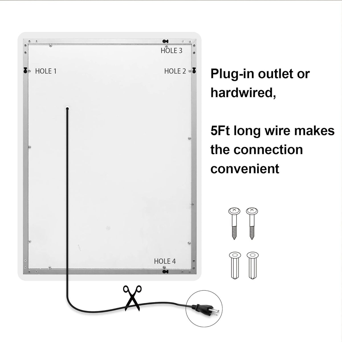 LED Mirror, 24x32 Inch Lighted Bathroom Mirror with Lights, Anti Fog, Dimmable, 3 Lighting Temperature Setting A875