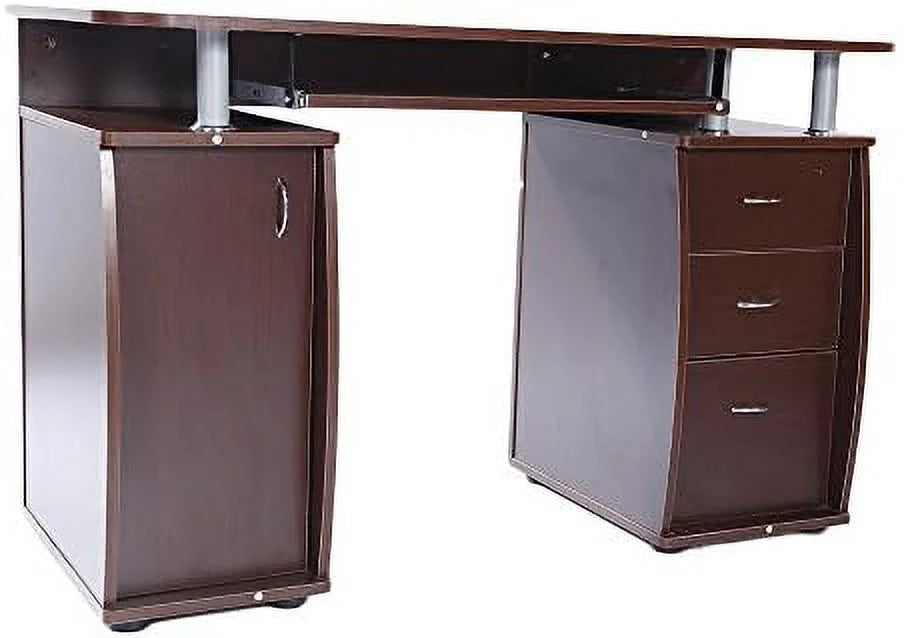 Wood Home Office Computer Desk with Sliding Keyboard Tray, 3 Drawers U8586