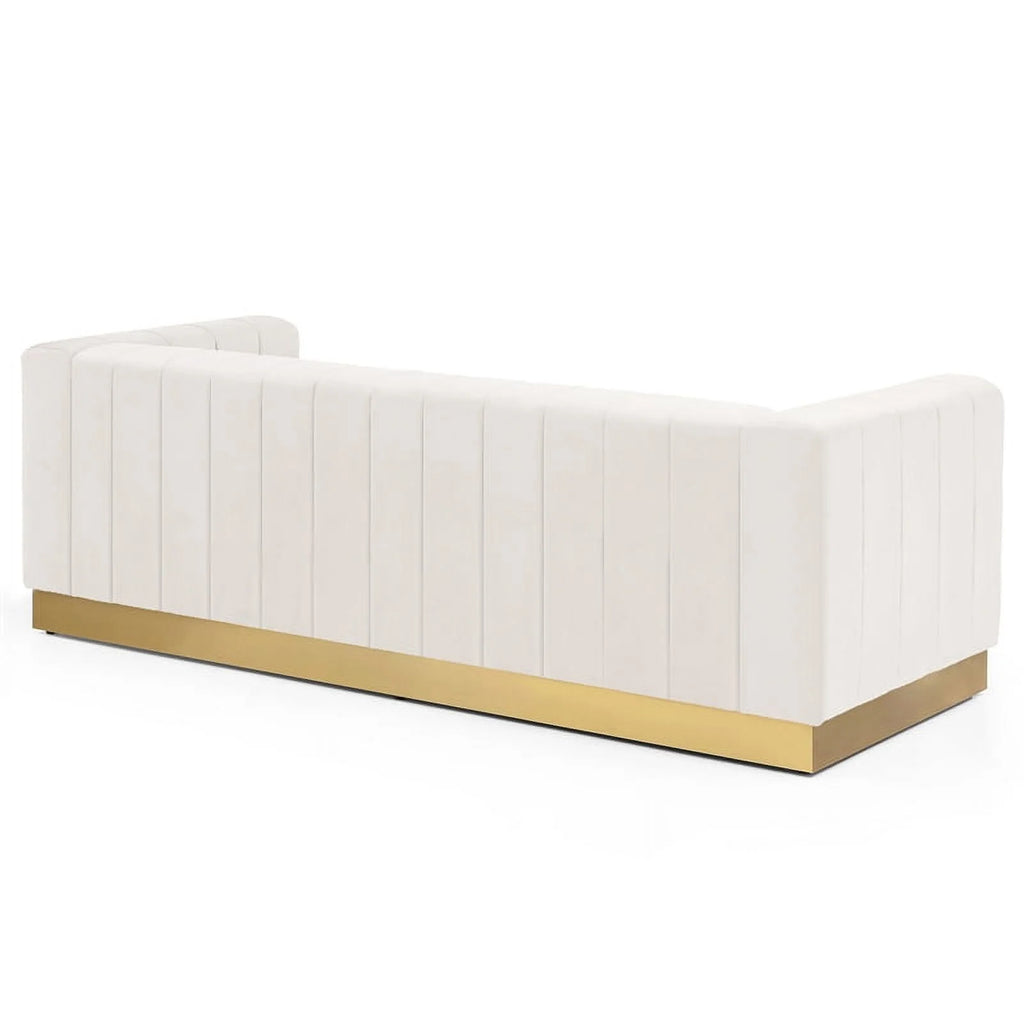Cream Gold Velvet Steel Sofa S95504