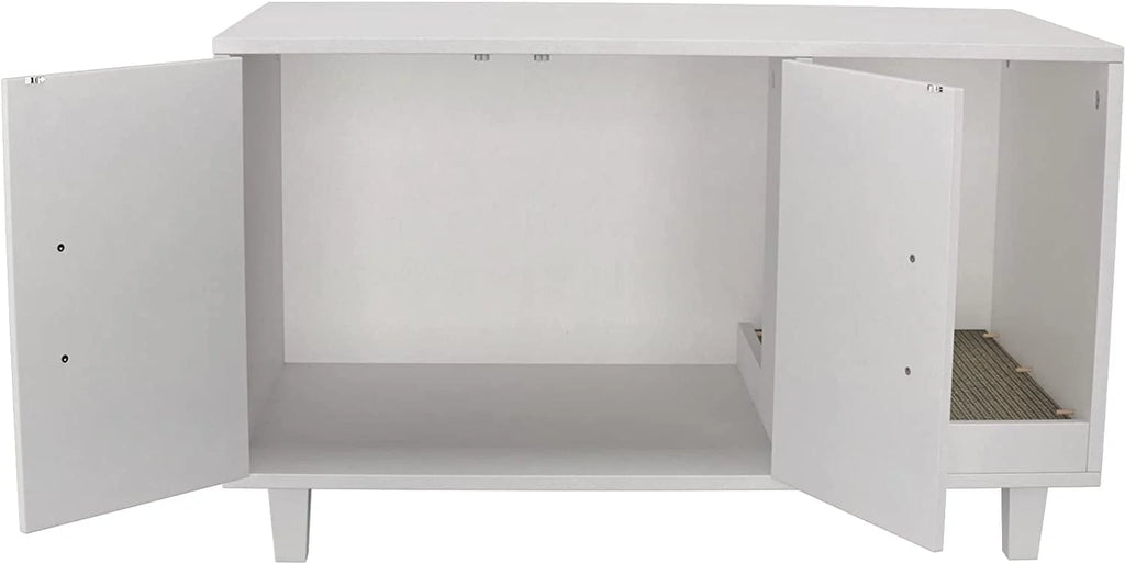 Cat Litter Box Enclosure Table Nightstand with Scratch Pad D792471