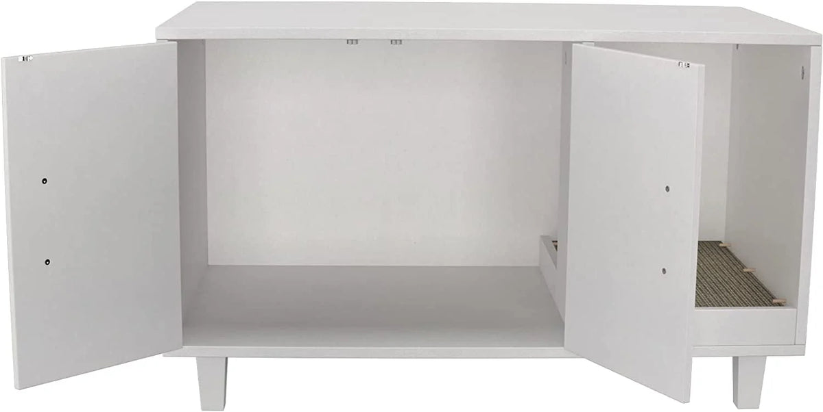 Cat Litter Box Enclosure Table Nightstand with Scratch Pad D792471