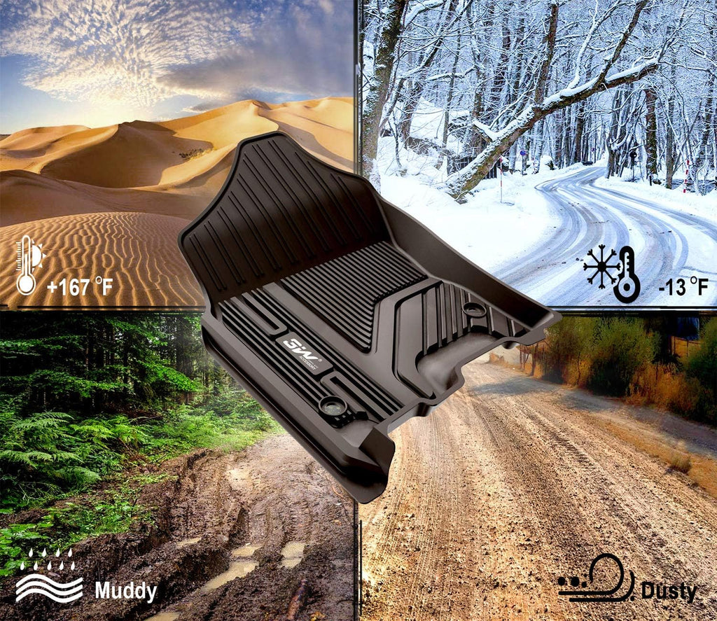 Black TPE All Weather Custom Fit Floor Mats for Dodge Ram 1500 2019-2021 First and Second Row Full Set J1331