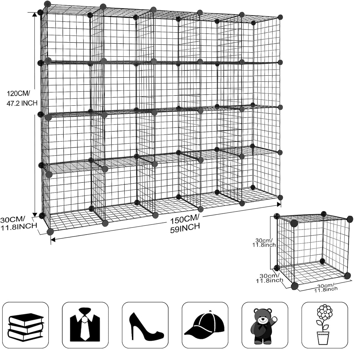 20-Cube Modular Wire Cube Storage Organizer E7475