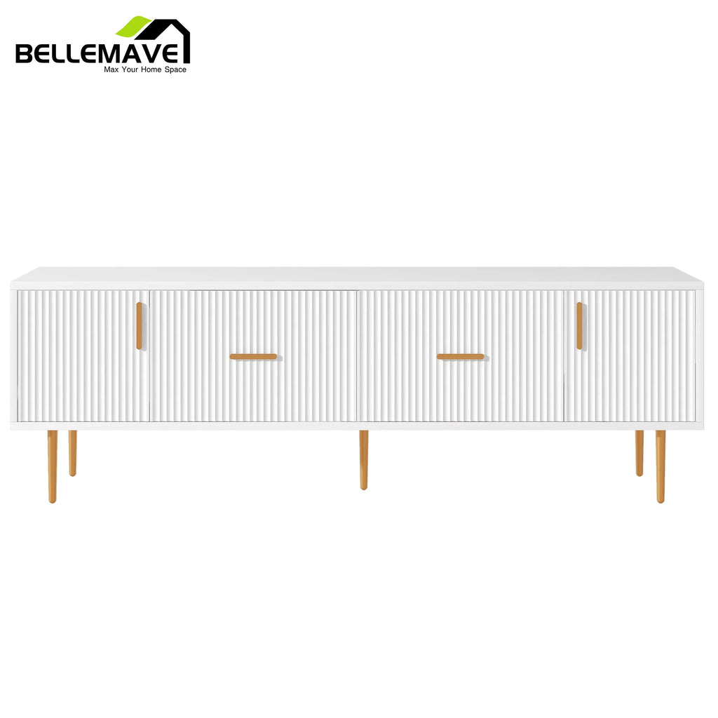 White Wood TV Stand with 2 Drawers and Cabinets U4820