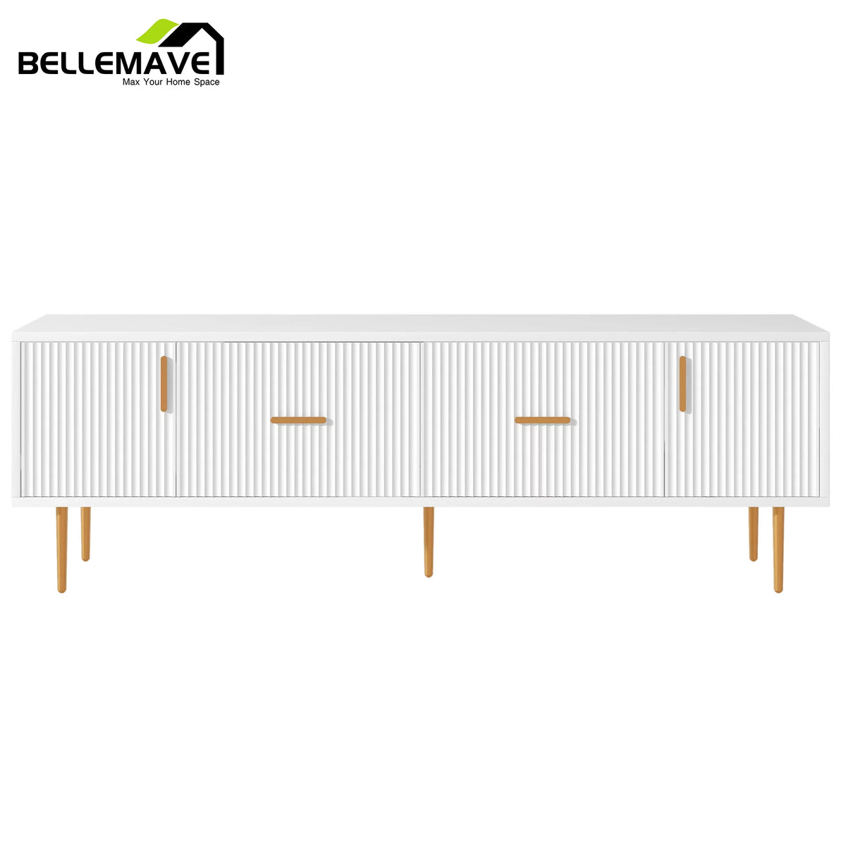 White Wood TV Stand with 2 Drawers and Cabinets U4820