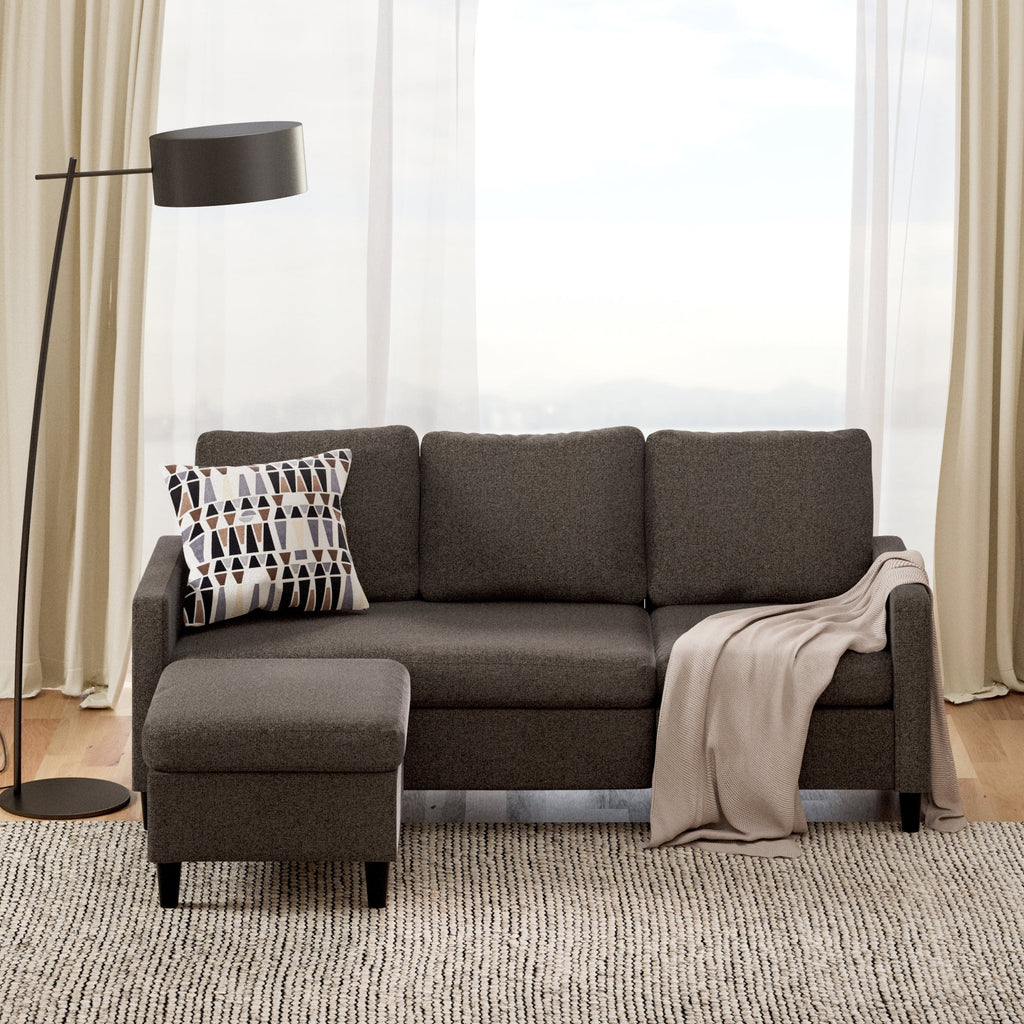 Dark Grey Convertible Sectional Sofa with Reversible Chaise I647514
