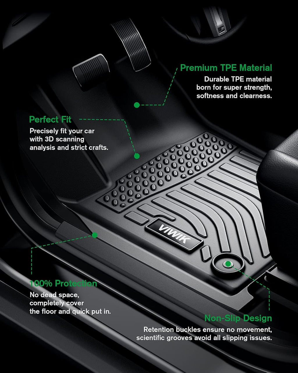 Black Custom Full Set Car Floor Mats W241