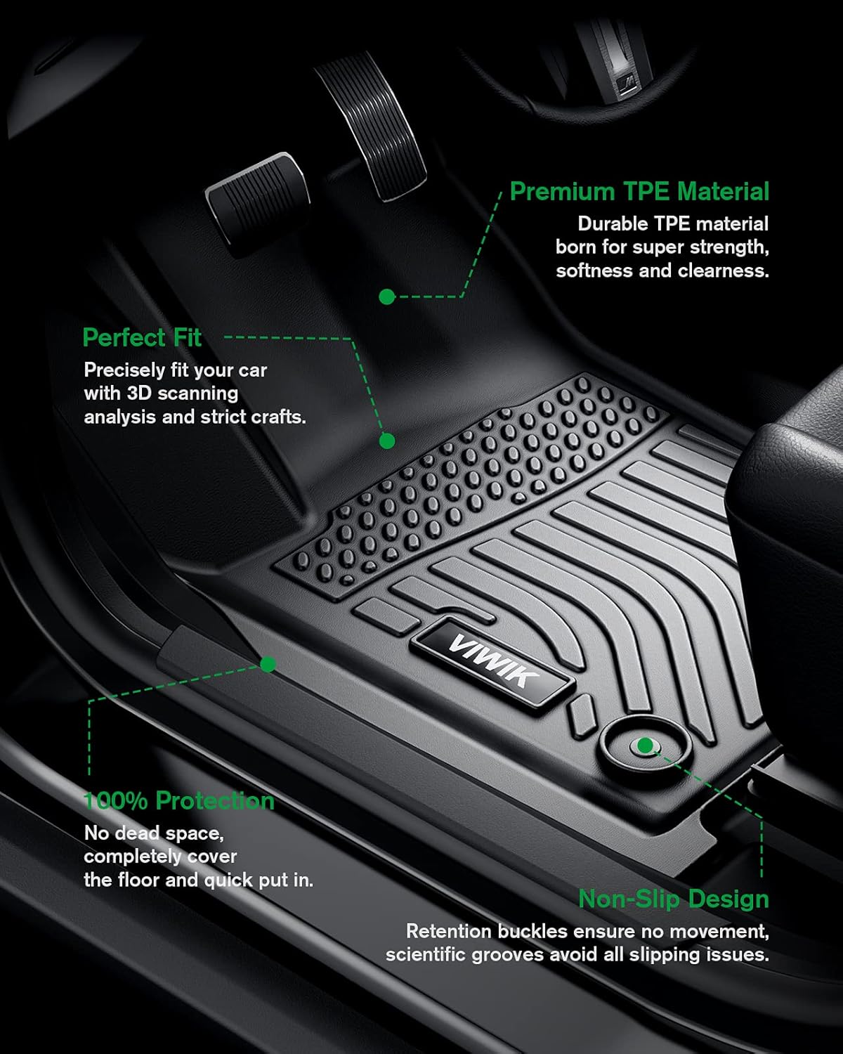 Black Custom Full Set Car Floor Mats W241