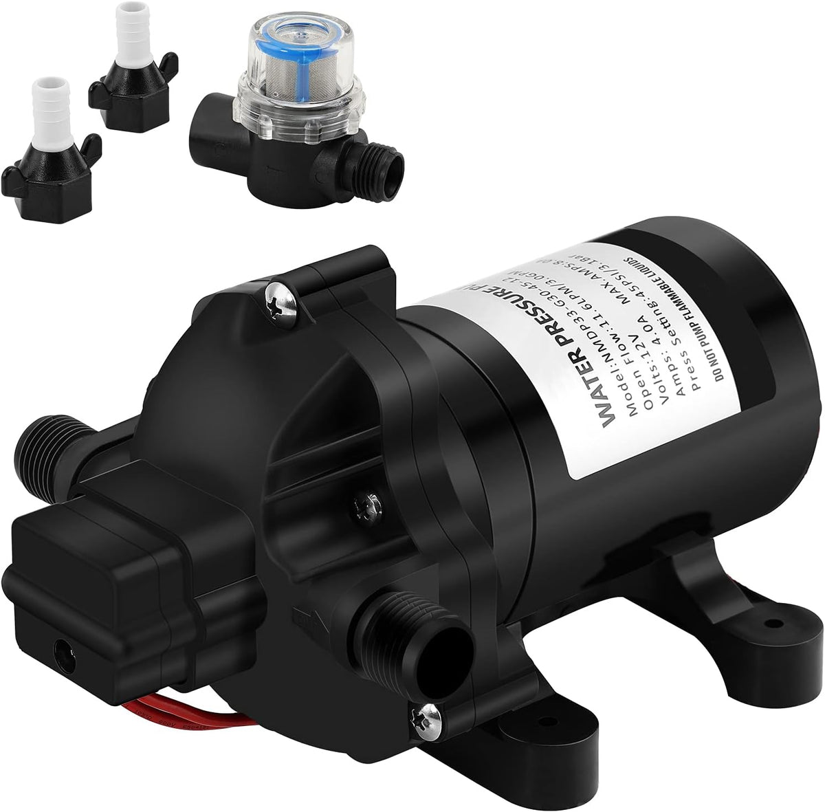 12v 3.0 GPM 45 PSI Water Diaphragm Pump with Water Filter R46085