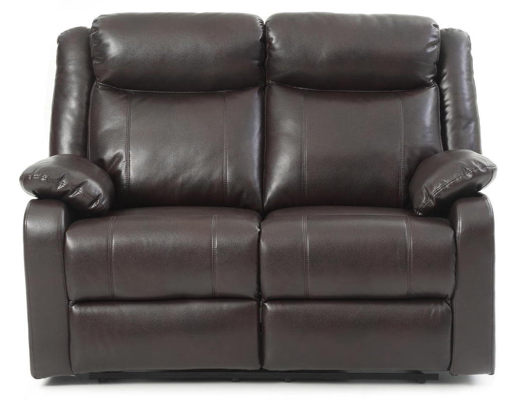 Dark Brown Faux Leather Double Reclining Loveseat W816
