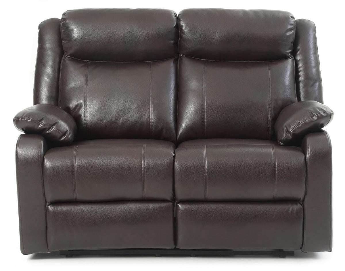 Dark Brown Faux Leather Double Reclining Loveseat W816