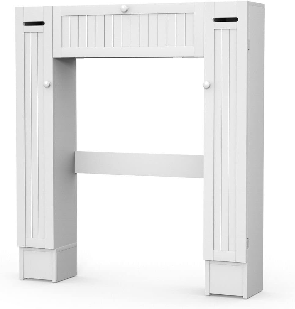 White Freestanding Over The Toilet Cabinet with 2 Side Doors K61105