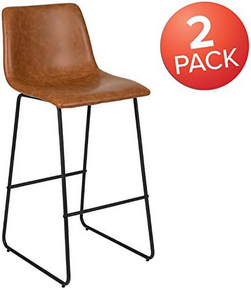 Light Brown Faux Leather Bucket Seat Stools J8516