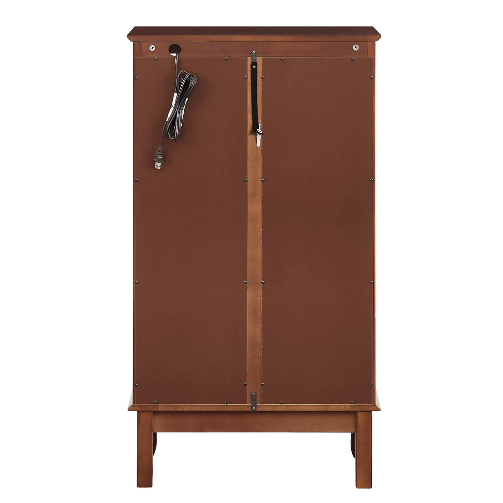 3 Shelf Lighted Curio Cabinet with Adjustable Shelves and Mirrored Back Panel Q81326