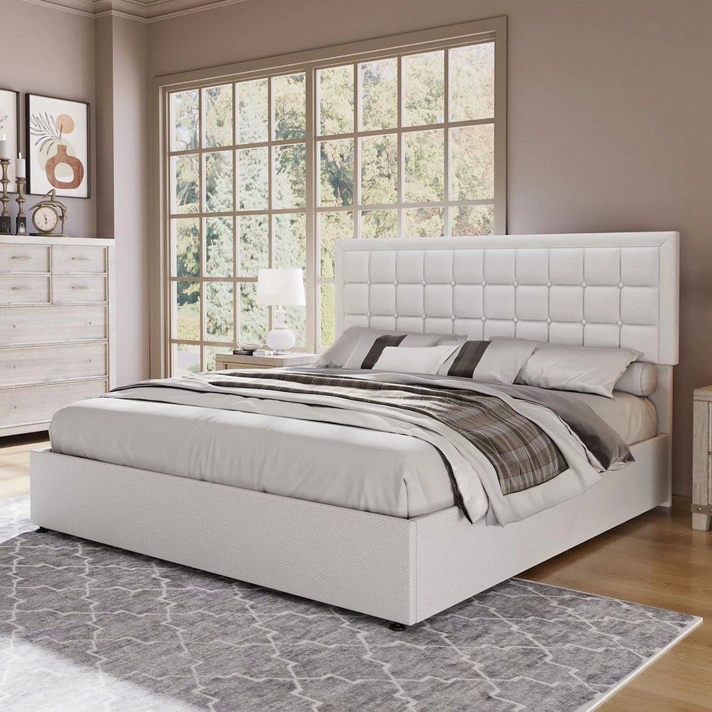 King Size Lift Up Storage Upholstered Platform Bed Frame P180